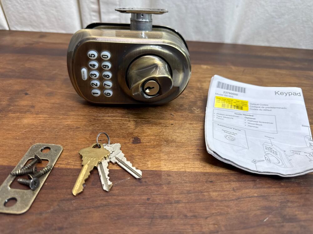 Schlage BE365 Camelot Electronic Keypad Deadbolt Lock Keyless Entry AntiqueBrass